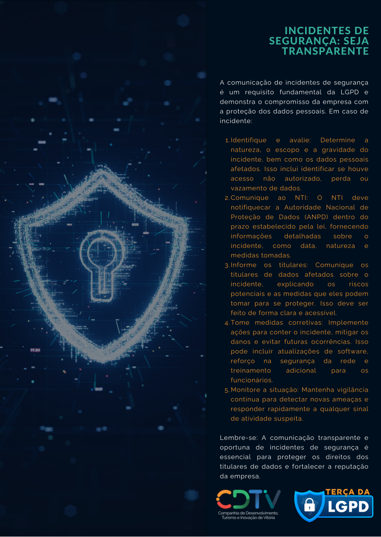 Incidentes de segurança: Seja transparente